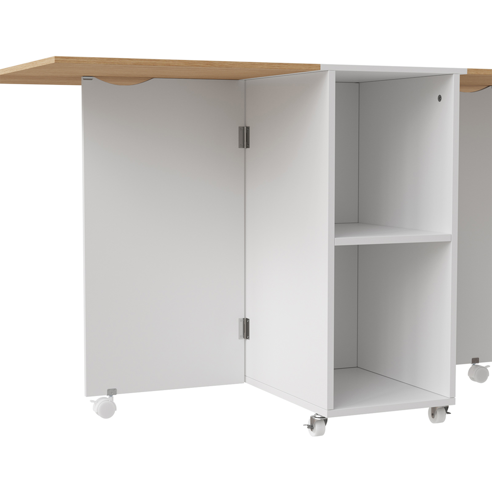 Living and Home 4 Seater Drop-Leaf Table Dining Set White and Light Wood Image 6