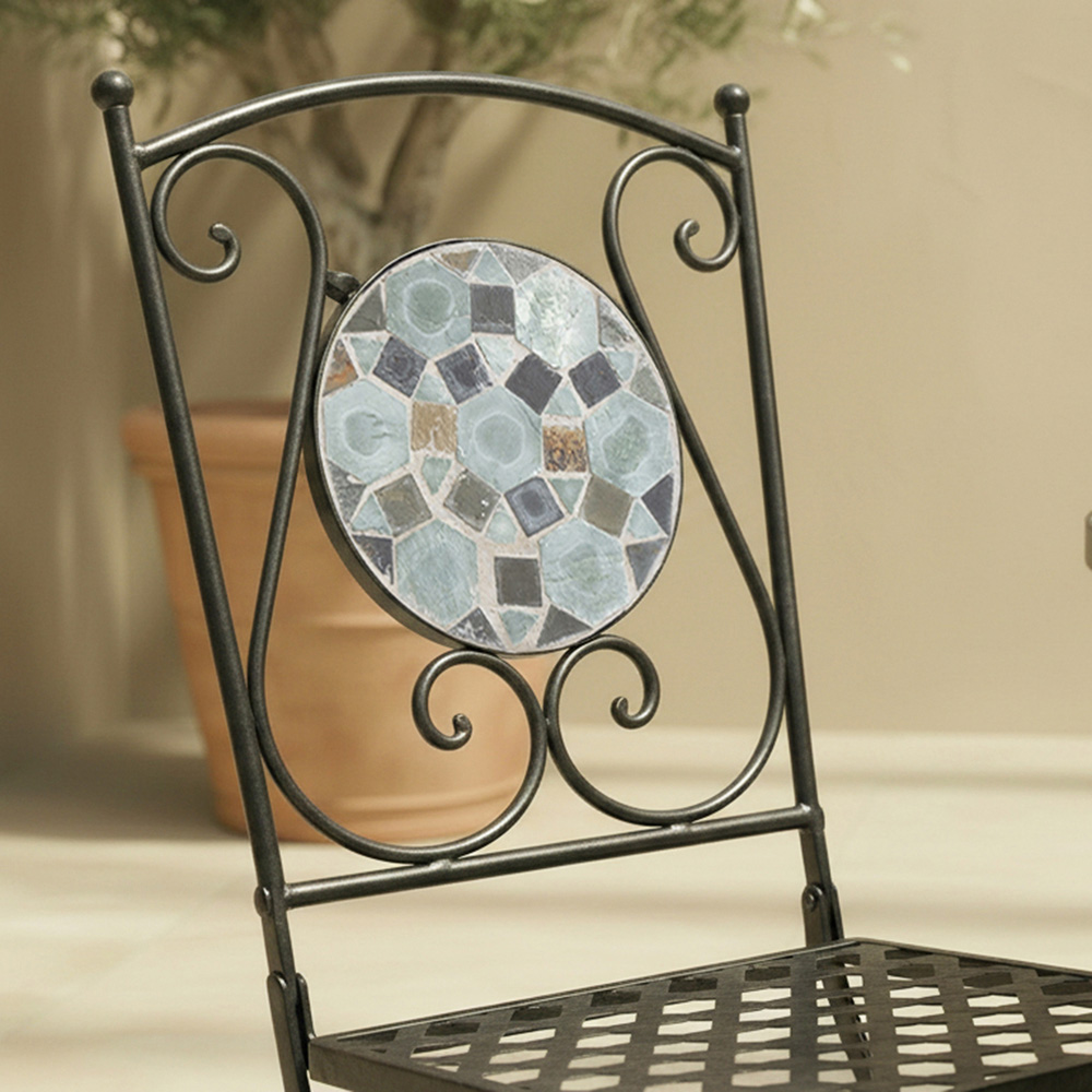 Charles Bentley 4 Seater Dining Set Blue Mosaic Image 7