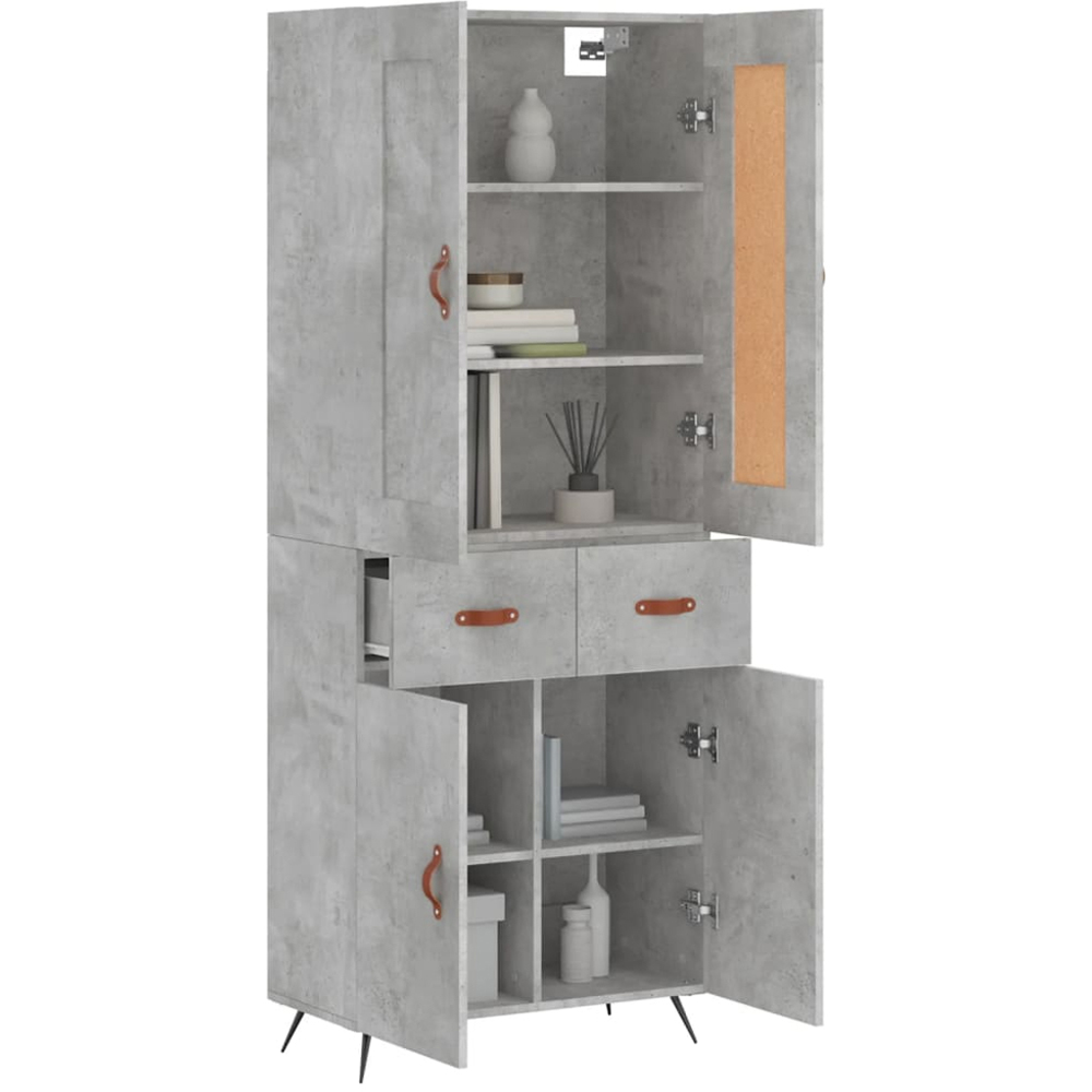 vidaXL 4 Door 2 Drawer Concrete Grey Highboard Image 3