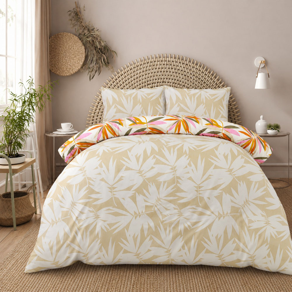 Smart Living Double Bright Leaves Reversible Duvet Set Image 4