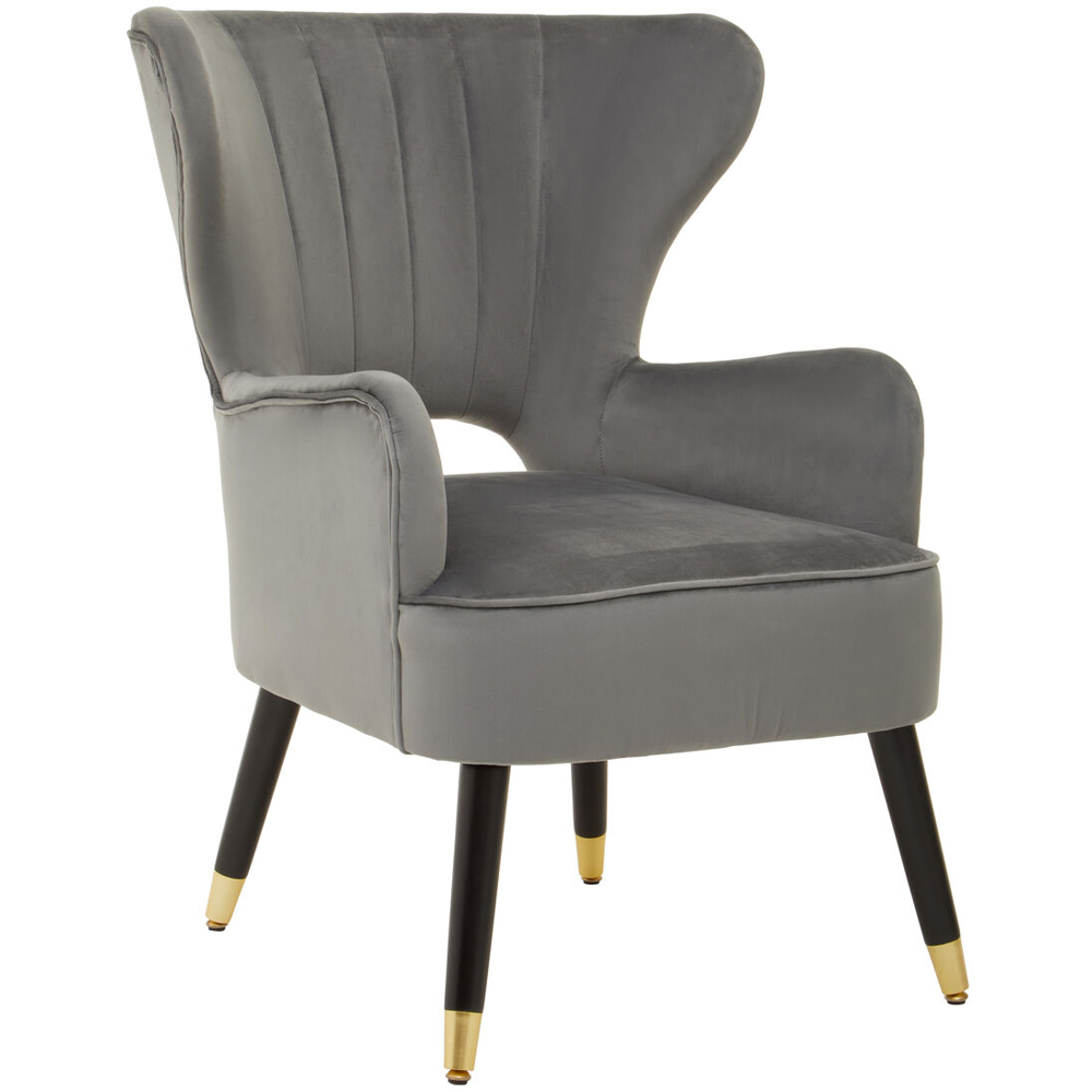 Premier Housewares Sloan Grey Velvet Armchair Image 2