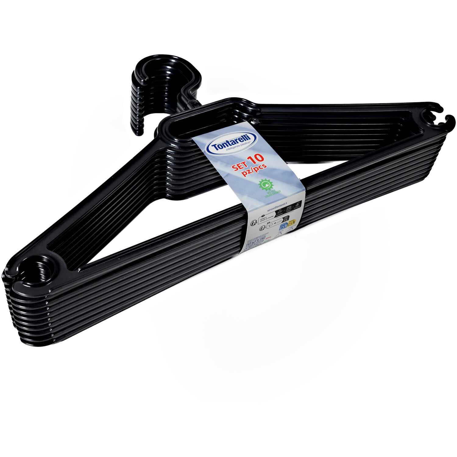 Pack of 10 Tontarelli Swivel Hangers Black Image 2
