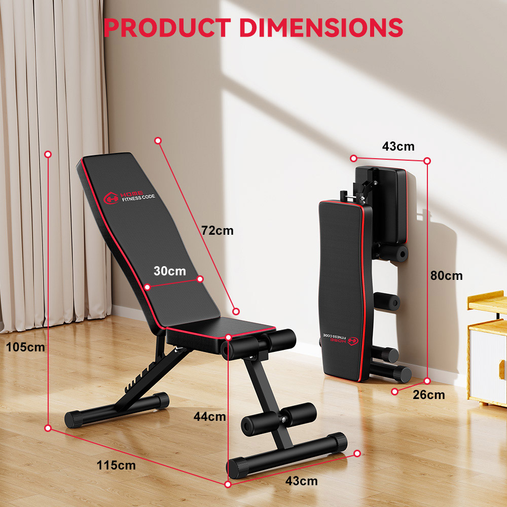 Rattrix B1 Black Adjustable Backrest Foldable Workout Bench Image 7