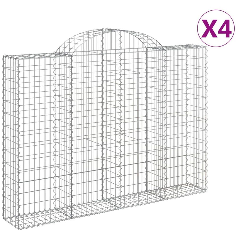 vidaXL Silver Galvanised Iron Arched Gabion Basket 200 x 30 x 140/160cm 4 Pack Image 2