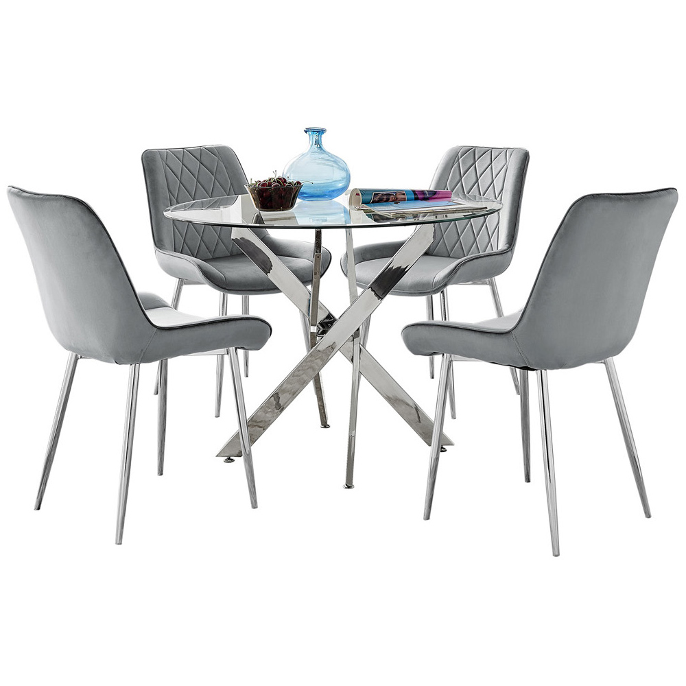 Furniturebox Arona Cesano 4 Seater Round Dining Set Grey Image 2