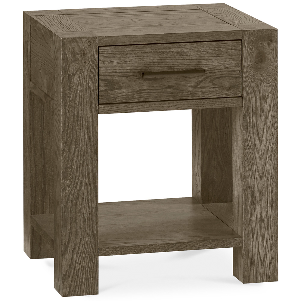Bentley Designs Turin Single Drawer Single Shelf Dark Oak Lamp Table Image 2