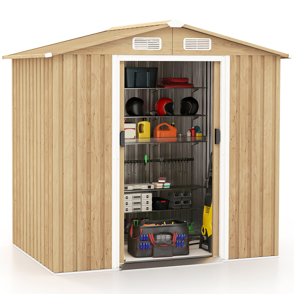 Costway Natural Outdoor Storage Shed with Lockable Door Image 3
