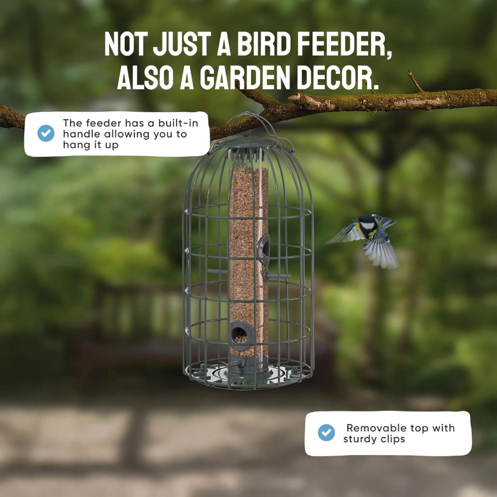 Happy Beaks The Nuttery Ocean Green Squirrel-Proof Original Seed Feeder Image 2