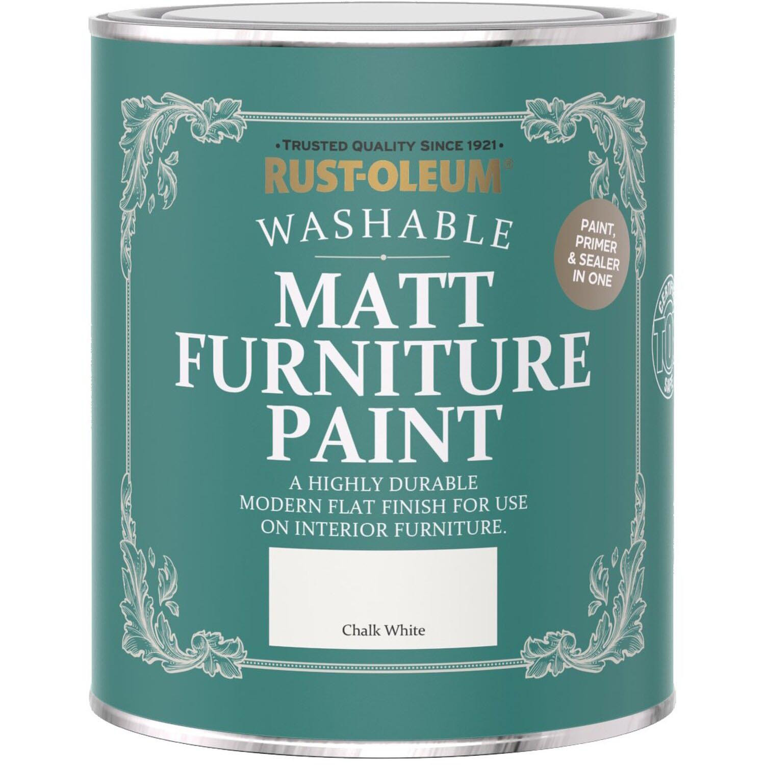 Rust-Oleum Chalk White Matt Furniture Paint 750ml Image 2