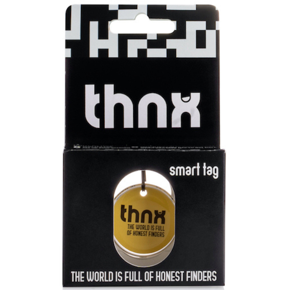 Thnx Yellow Medium Airtag Keychain with QR Code Image 5