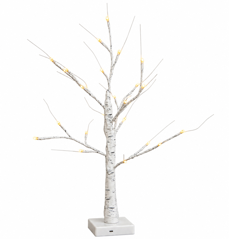 Samuel Alexander 24 Warm White LED Light-Up Christmas Birch Tree 2ft Image 1