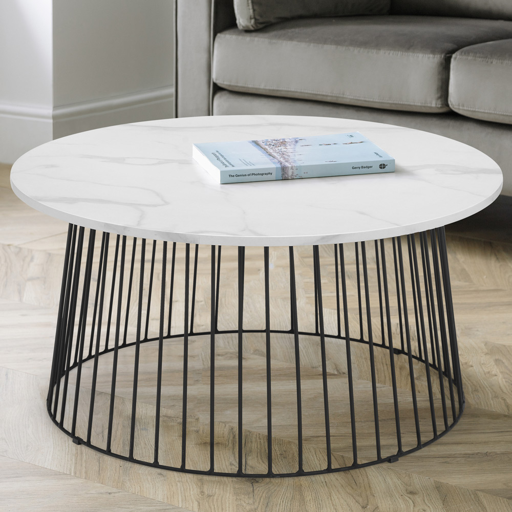 Julian Bowen Broadway White Marble Round Coffee Table Image 1