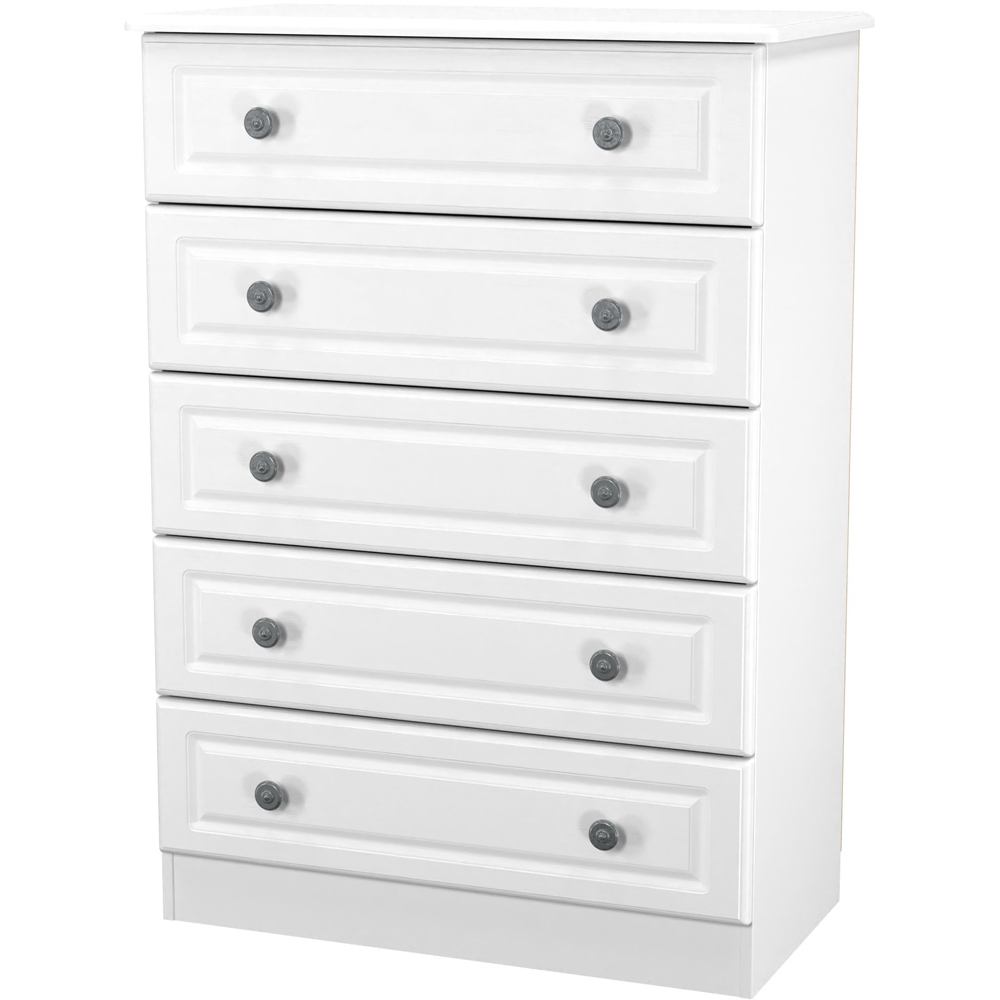 Crowndale Pembroke 5 Drawer Matt White Chest of Drawers Ready Assembled Image 3