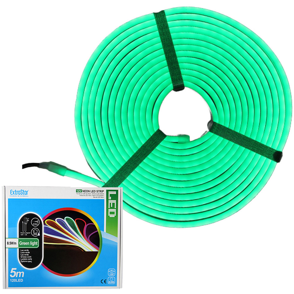 ExtraStar Neon Green LED Strip with Power Adapter 5m Image 2