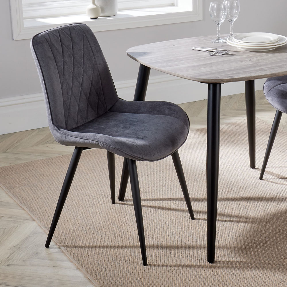Core Products Aspen Set of 2 Grey and Black Diamond Stitch Dining Chair Image 5