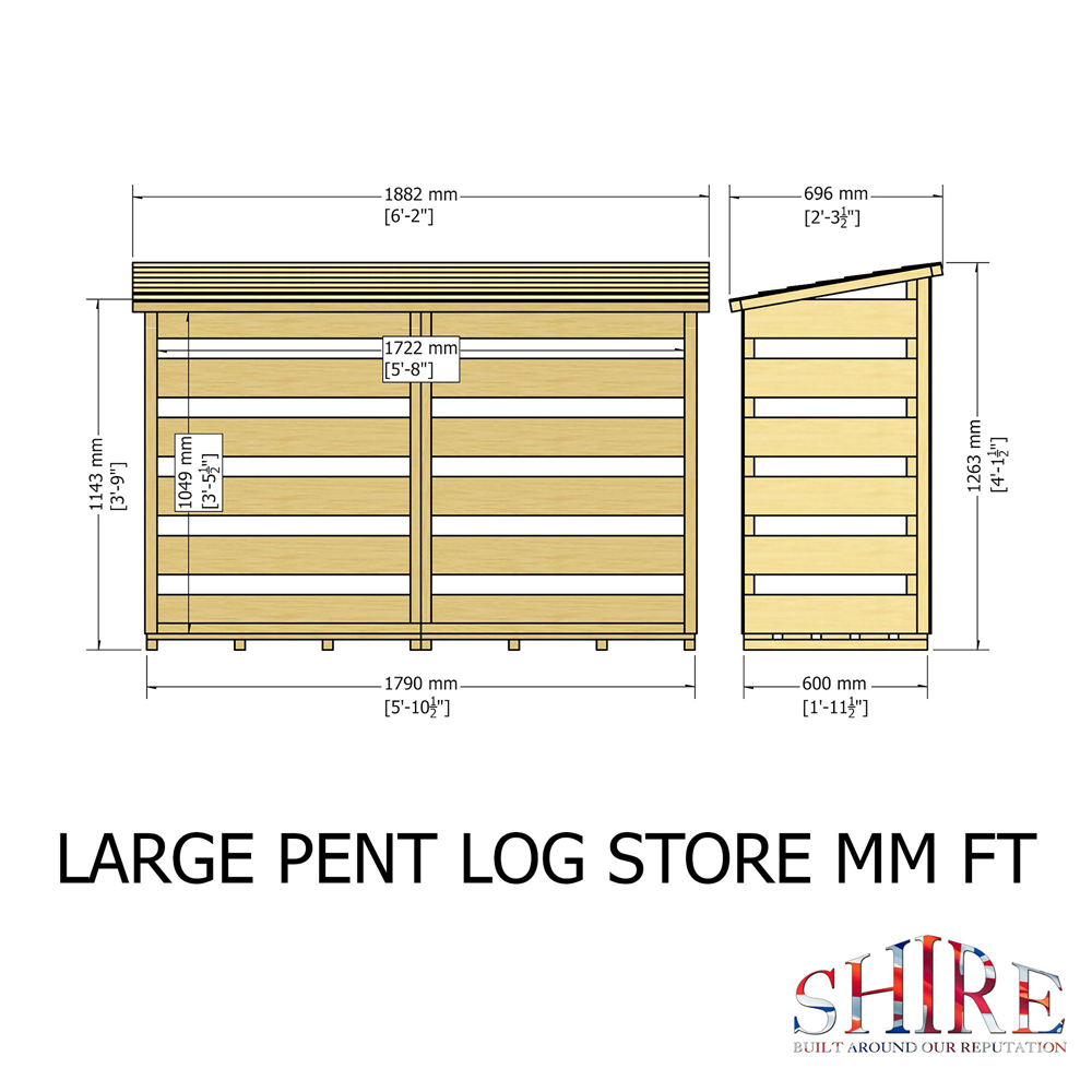 Shire GB 6 x 3ft Pressure Treated Log Store Image 9