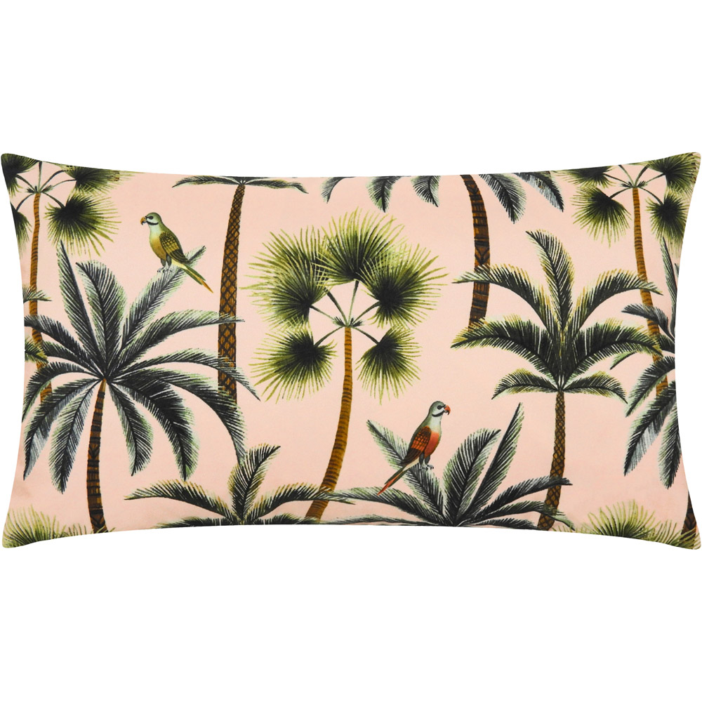 Evans Lichfield Palms Blush Rectangular Outdoor Reversible Cushion Image 1