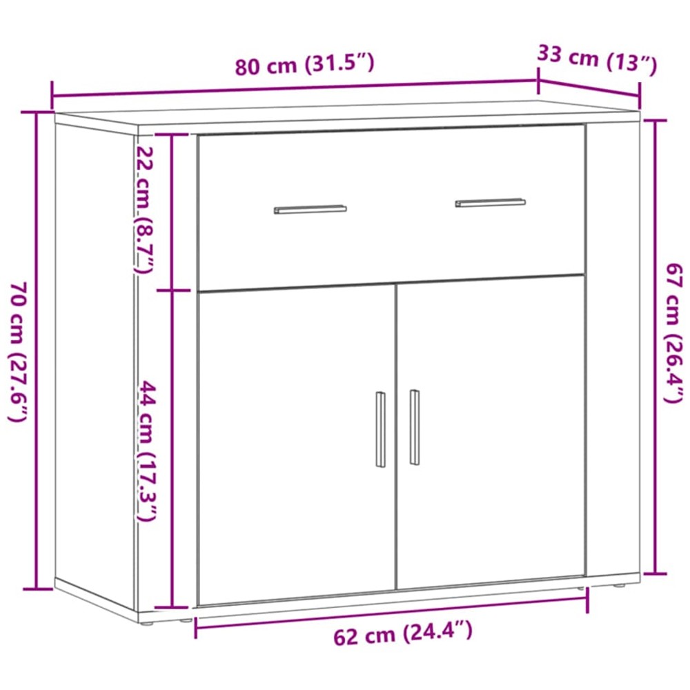 vidaXL 2 Door 2 Drawer Artisan Oak Sideboard Image 9