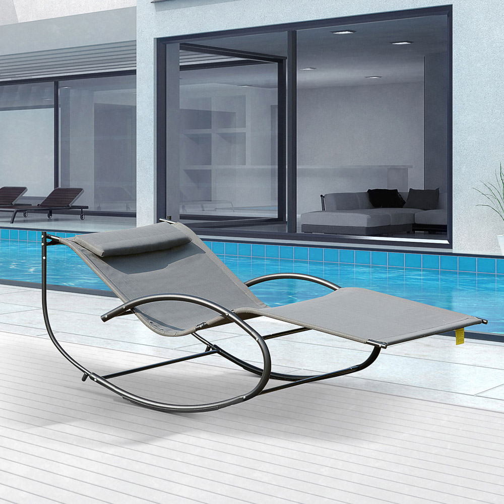 Outsunny Texteline Grey Double Hammock Sun Lounger Image 1