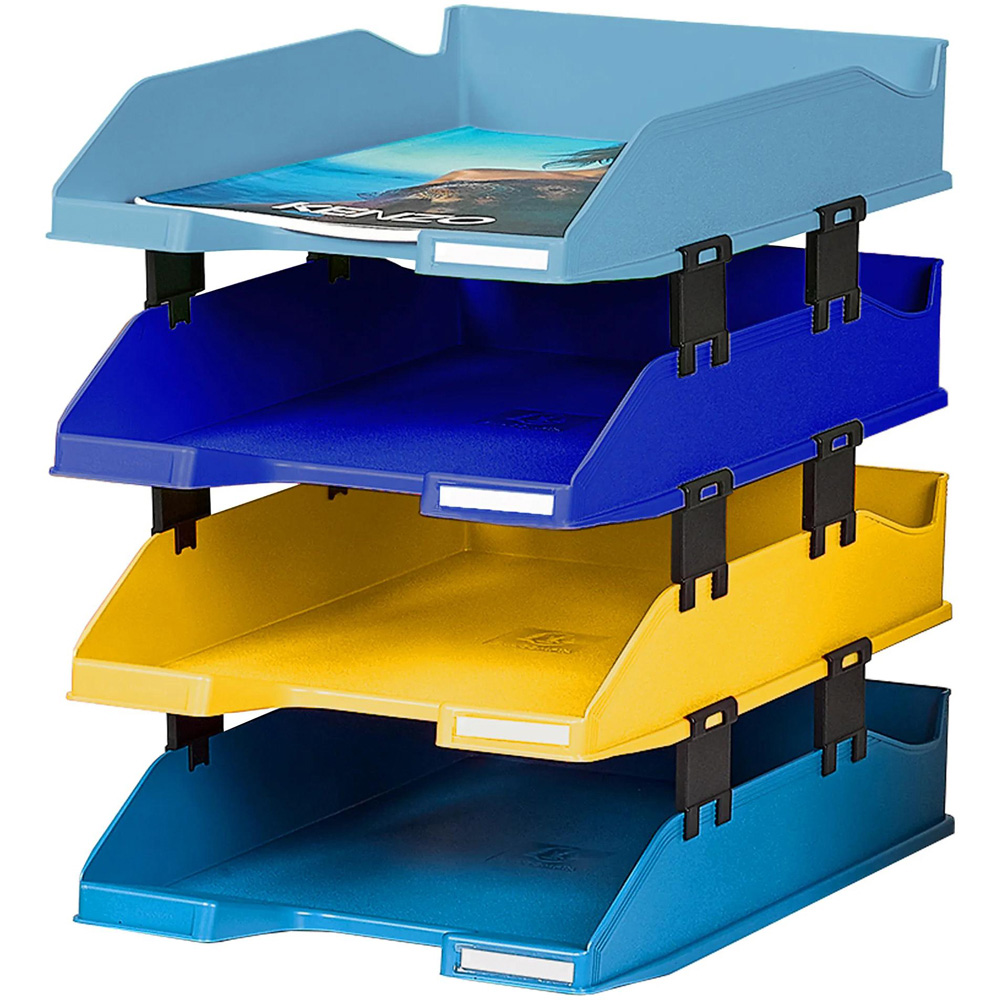 Exacompta Bee Blue Multicolour Letter Tray 4 Pack Image 6