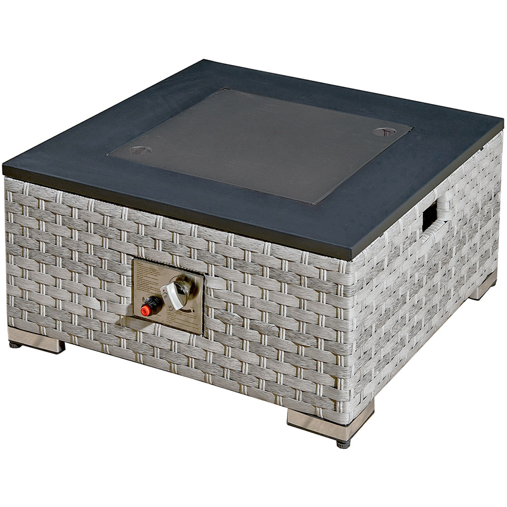 RoyalFire Icarus Dove Grey Rattan Firepit Coffee Table with Iron Top Image 3