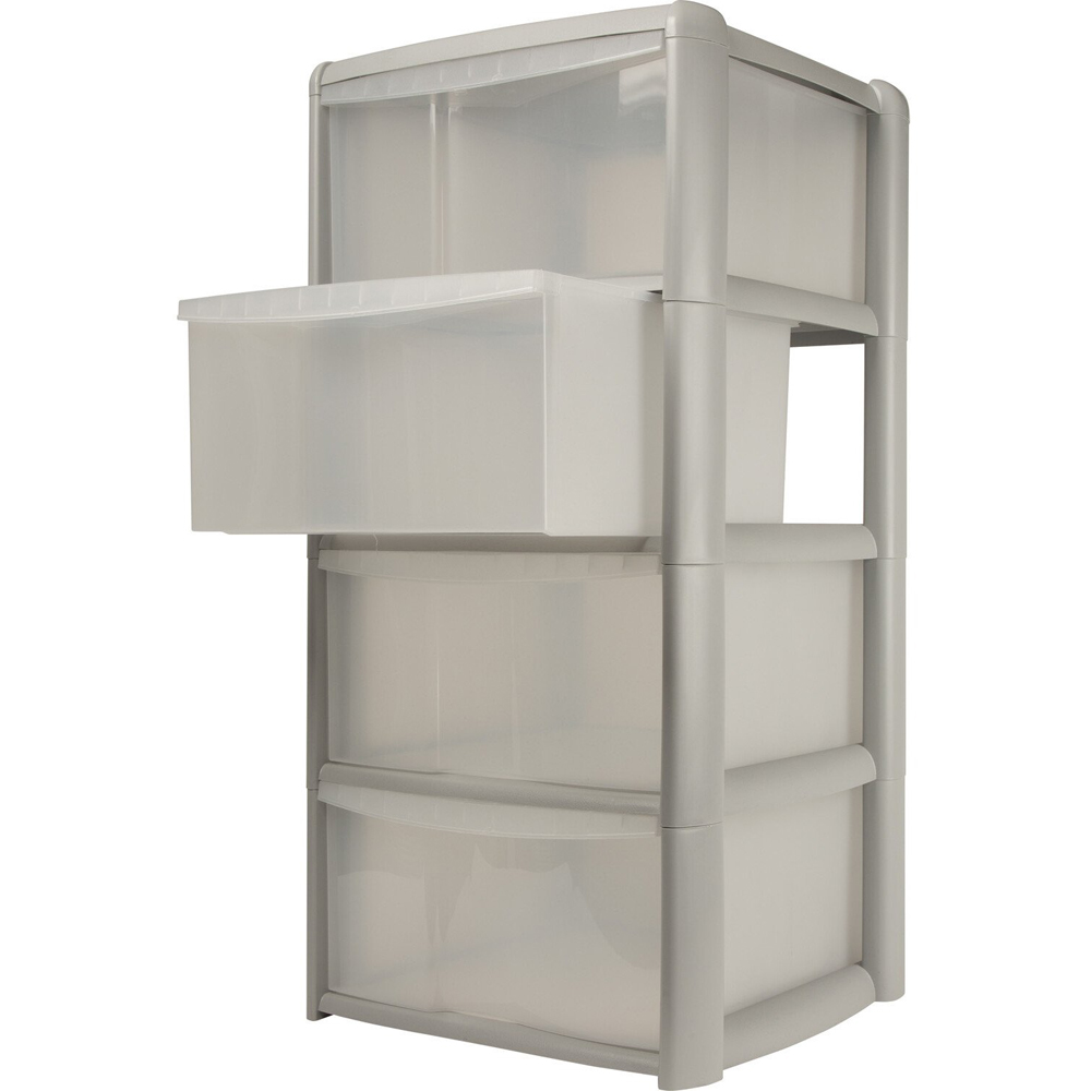 Grey 4 Drawer Tower Storage Unit Image 2