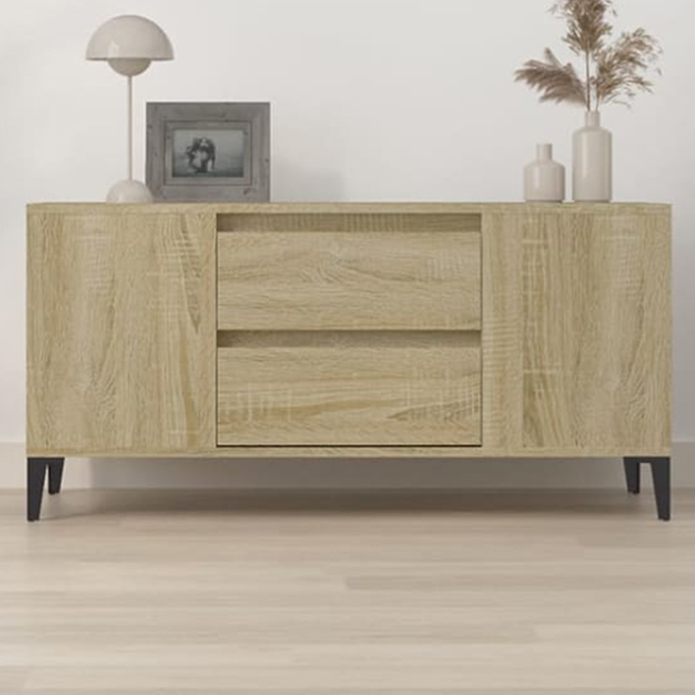 vidaXL 2 Drawer 4 Shelf Sonoma Oak TV Cabinet Image 1