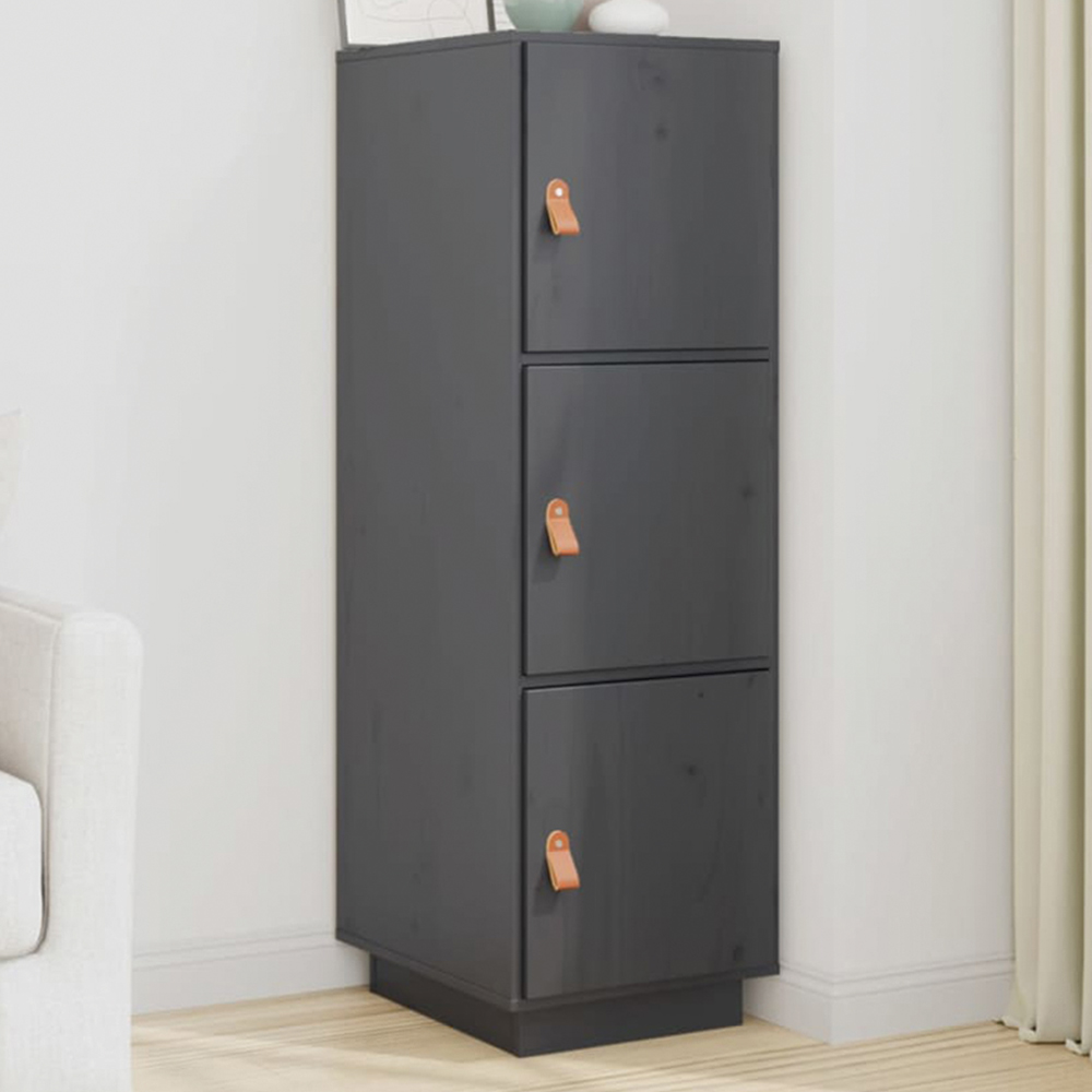 vidaXL 3 Door Grey Pine Wood Highboard Image 1