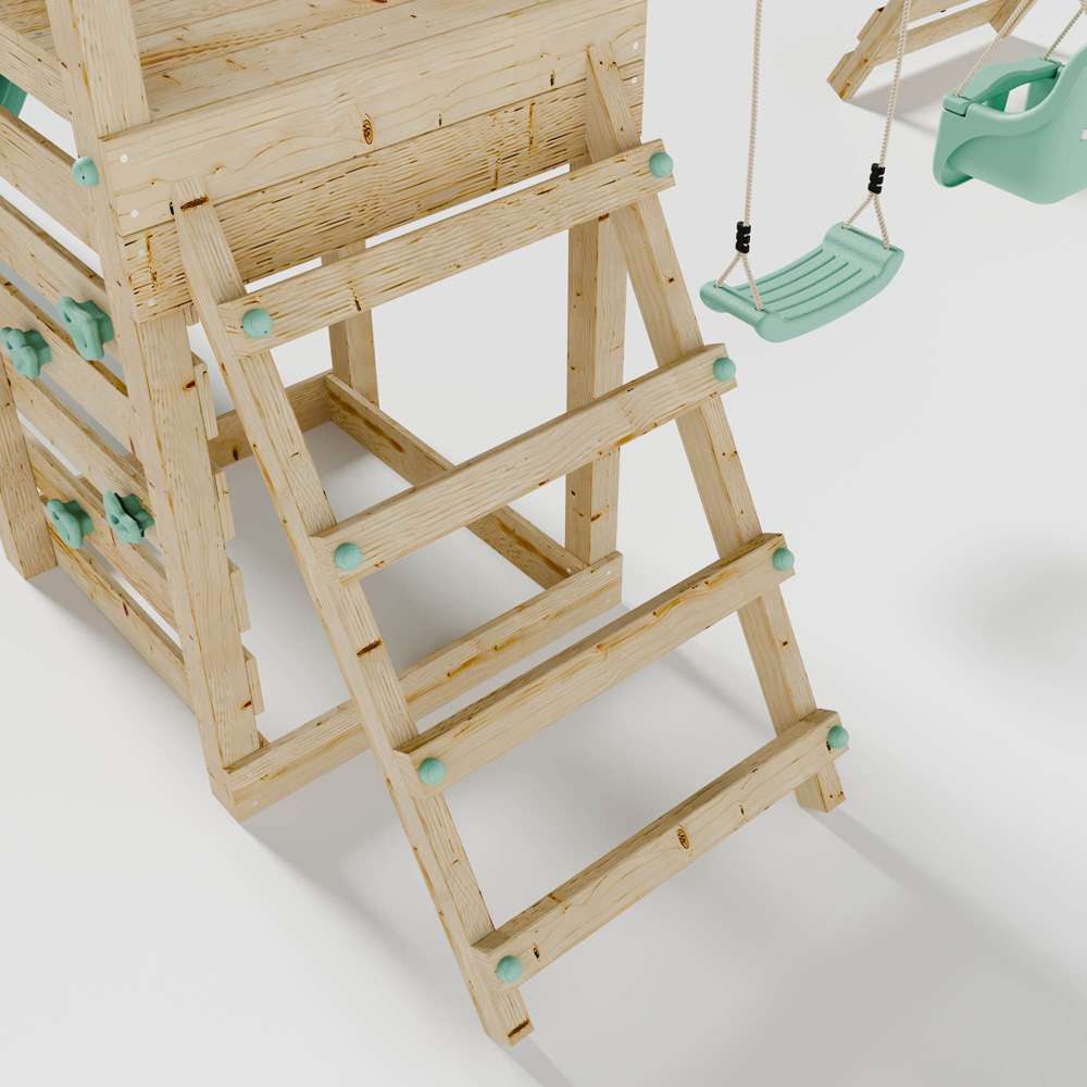 Mercia Mountain Climbing Frame Play Tower with Slide Swing Baby Seat Swing and Climbing Frame Wall Image 7
