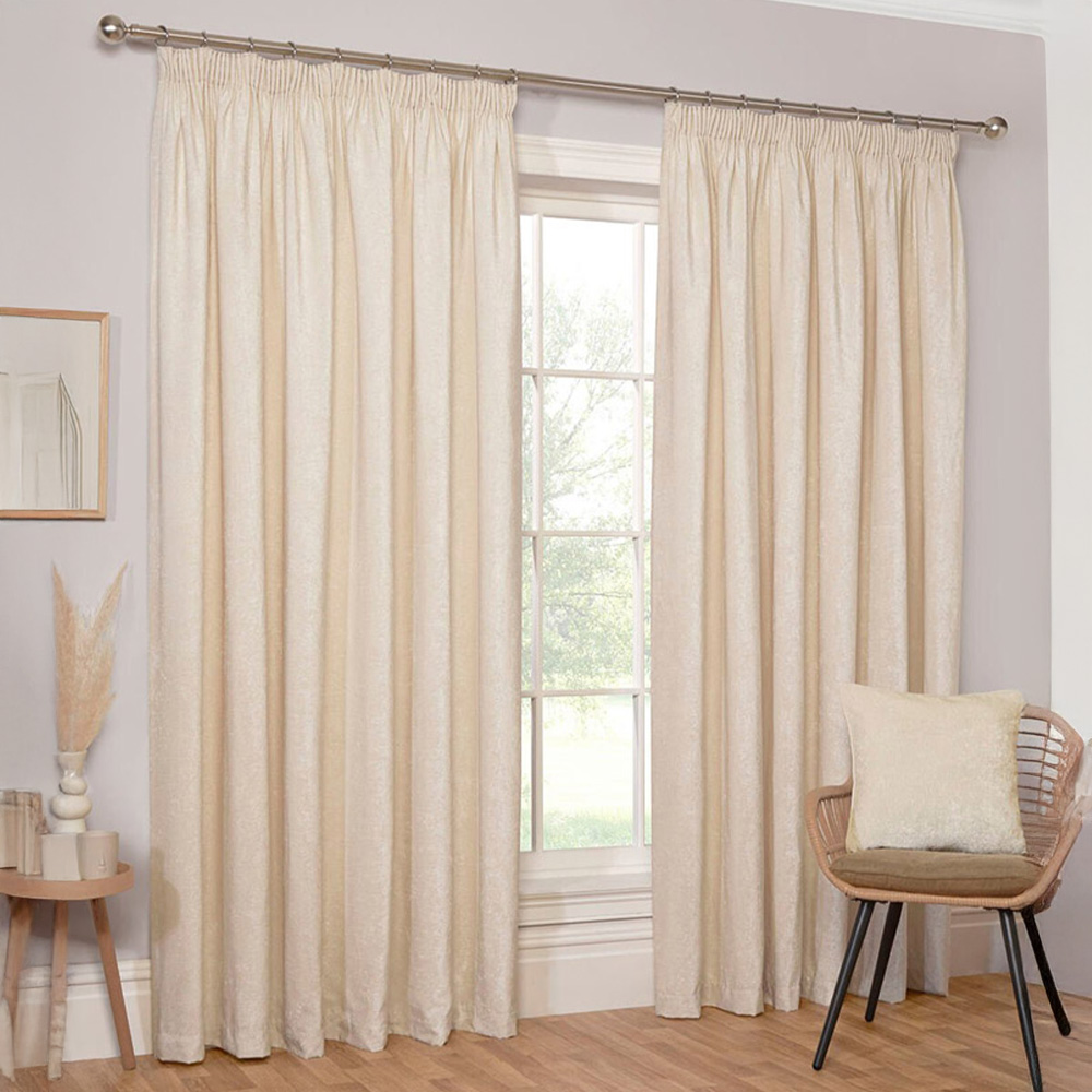 Chenille Taped Curtains - Natural / 168cm / 229cm Image 1