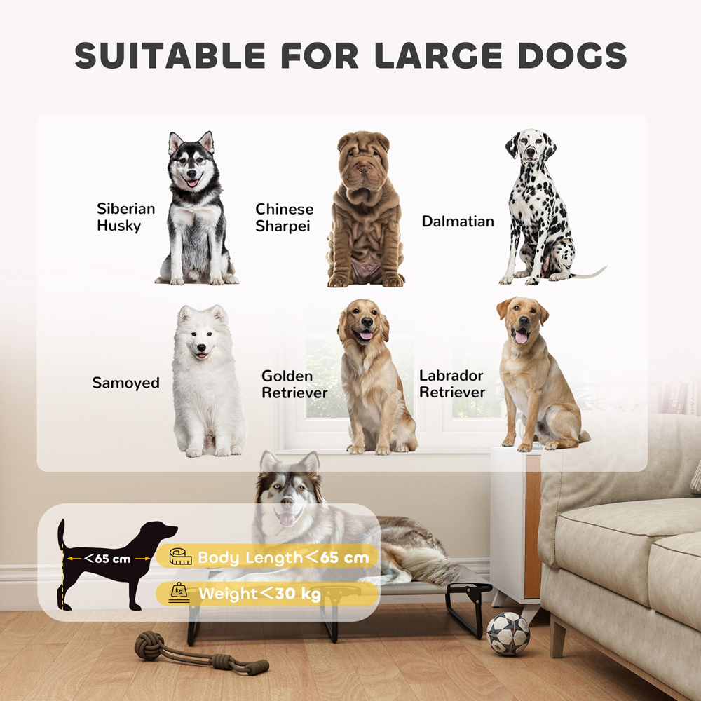 PawHut 107 x 61cm Light Grey Large Dog Raised Bed Image 4