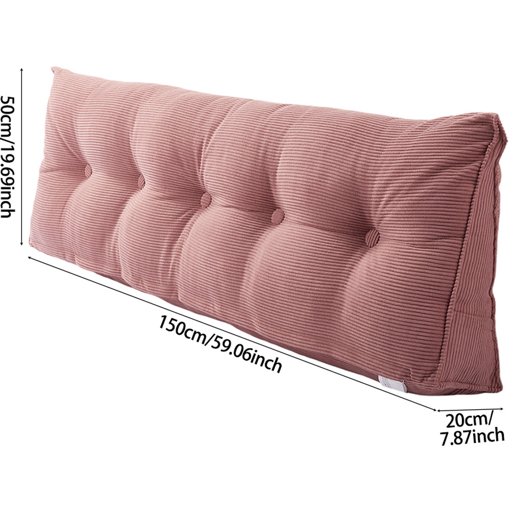 Living and Home Pink Corduroy Wedge Headboard Pillow with Side Pocket 150 x 20cm Image 8
