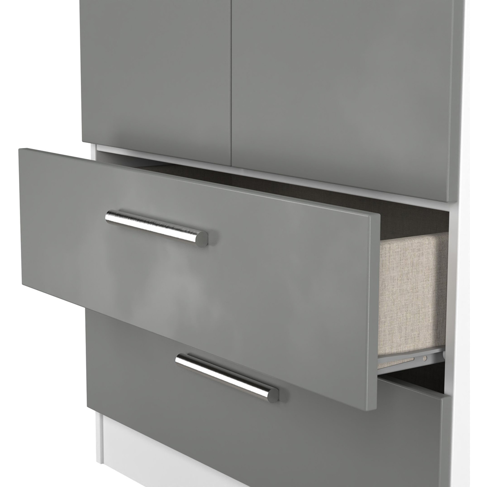 Crowndale Contrast 2 Door 2 Drawer Dusk Grey and White Tall Wardrobe Ready Assembled Image 6