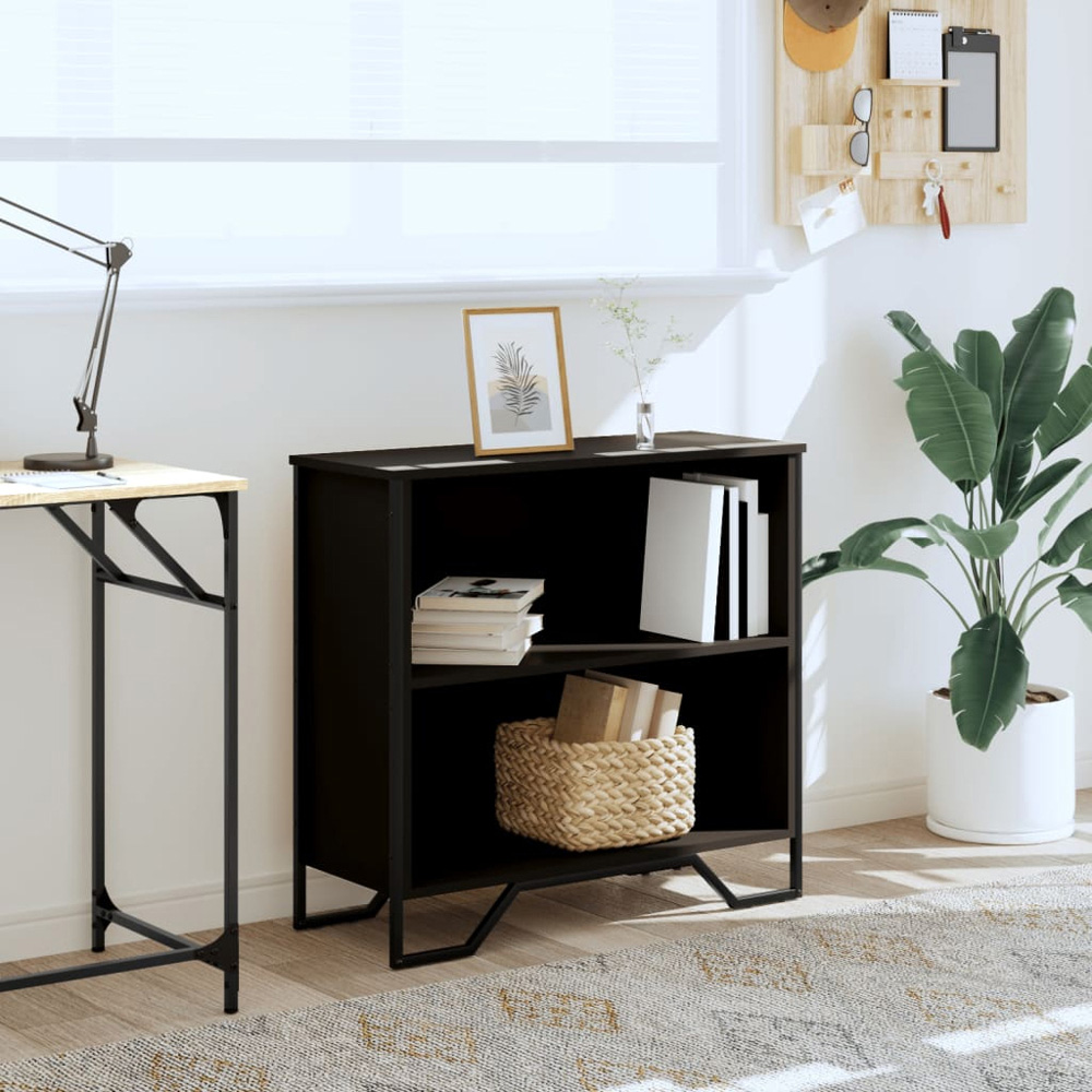 vidaXL 2 Shelf Black Bookcase Image 7