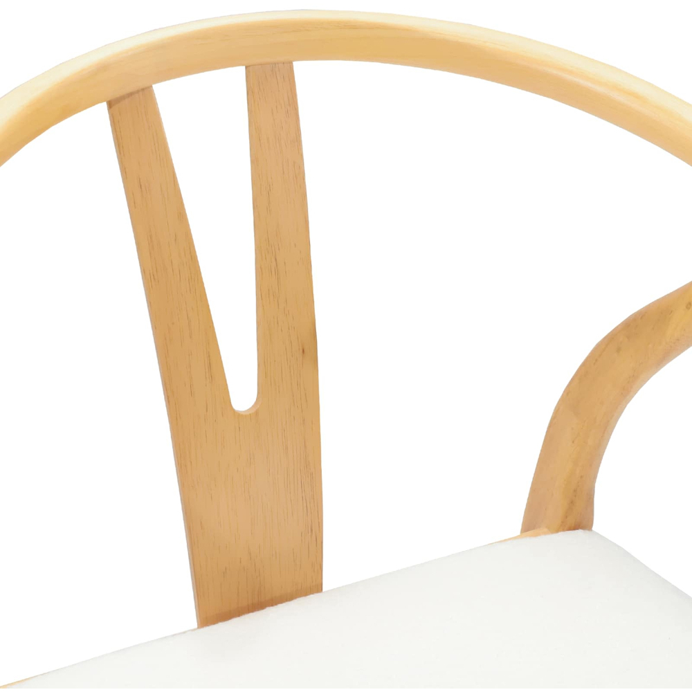vidaXL Set of 2 Natural and White Rubberwood Curved Vintage Dining Chairs Image 7