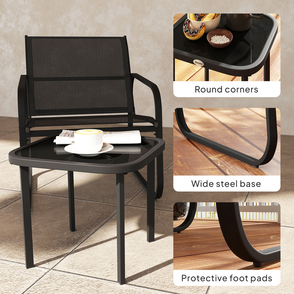 Outsunny 2 Seater Metal Bistro Set Black Image 4