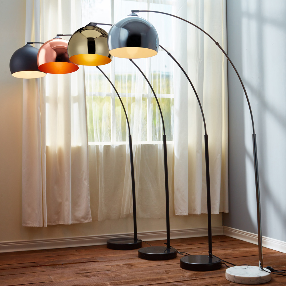 Teamson Home Arquer Gold Shade Black Marble Arc Floor Lamp Image 5