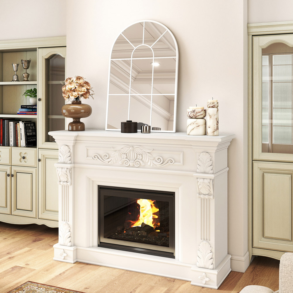 Portland White Arched Window Wall Mirror 91 x 60cm Image 7