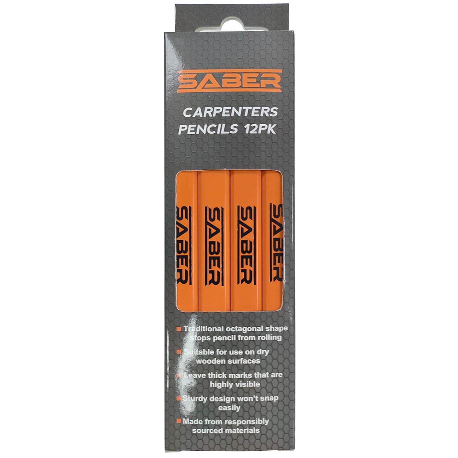 Pack of 12 Saber Carpenters Pencils - Orange Image