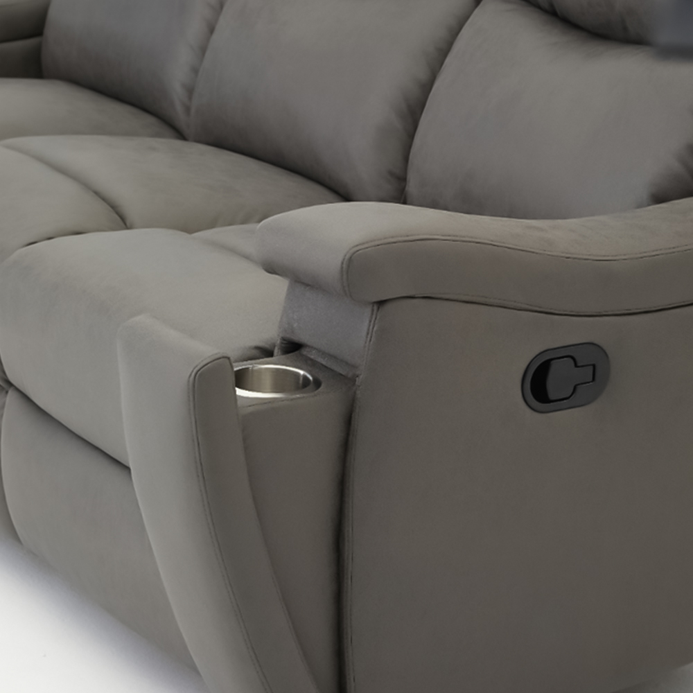 Home Detail Collins 3 Seater Grey Air Leather Manual Recliner Sofa Image 6