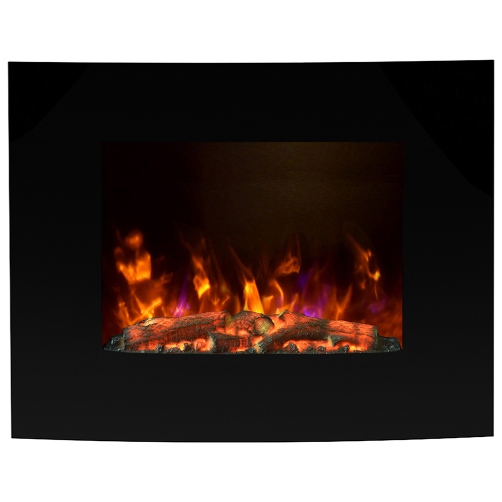 Be Modern Quattro Black Glass Wall Hung Electric Fireplace 25 inch Image 3