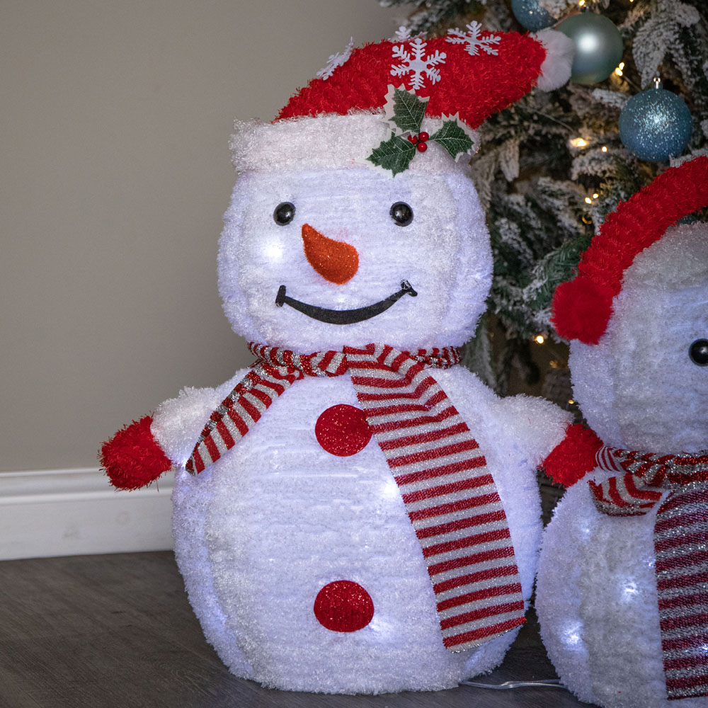 Samuel Alexander 130 White LED Light Up Foldable Cloth Snowman Christmas Decoration 3 Pack Image 4