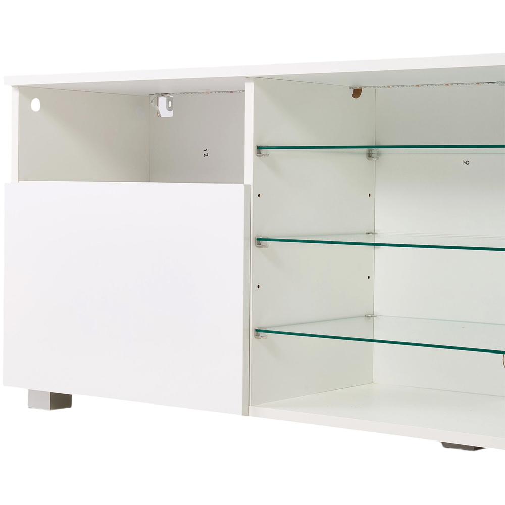 Living and Home 2 Door 6 Shelf White TV Stand with RGB LED Lights and Music Sync Image 3