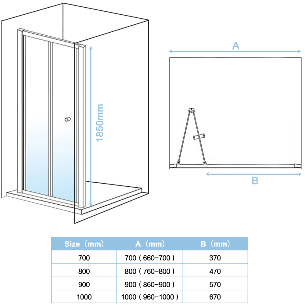 Stech Homes Bi-Fold Shower Door 1000 x 1850mm Image 3