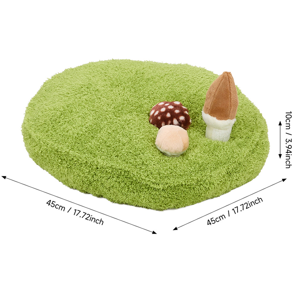 H&O Direct 45cm Grass Land Soft Warm Pet Mat Bed with Mushroom-Shape Toys Image 6