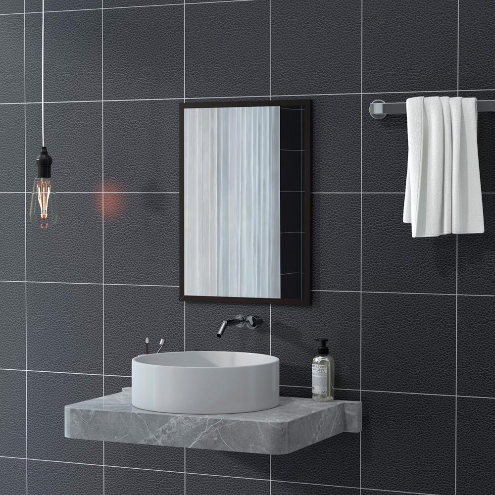 Portland Black Bathroom Wall Mirror 70 x 50cm Image 4