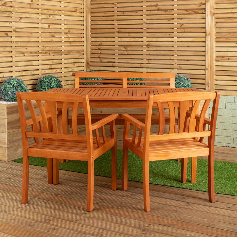 Samuel Alexander 4 Seater Wooden Garden Dining Bench Set Image 8