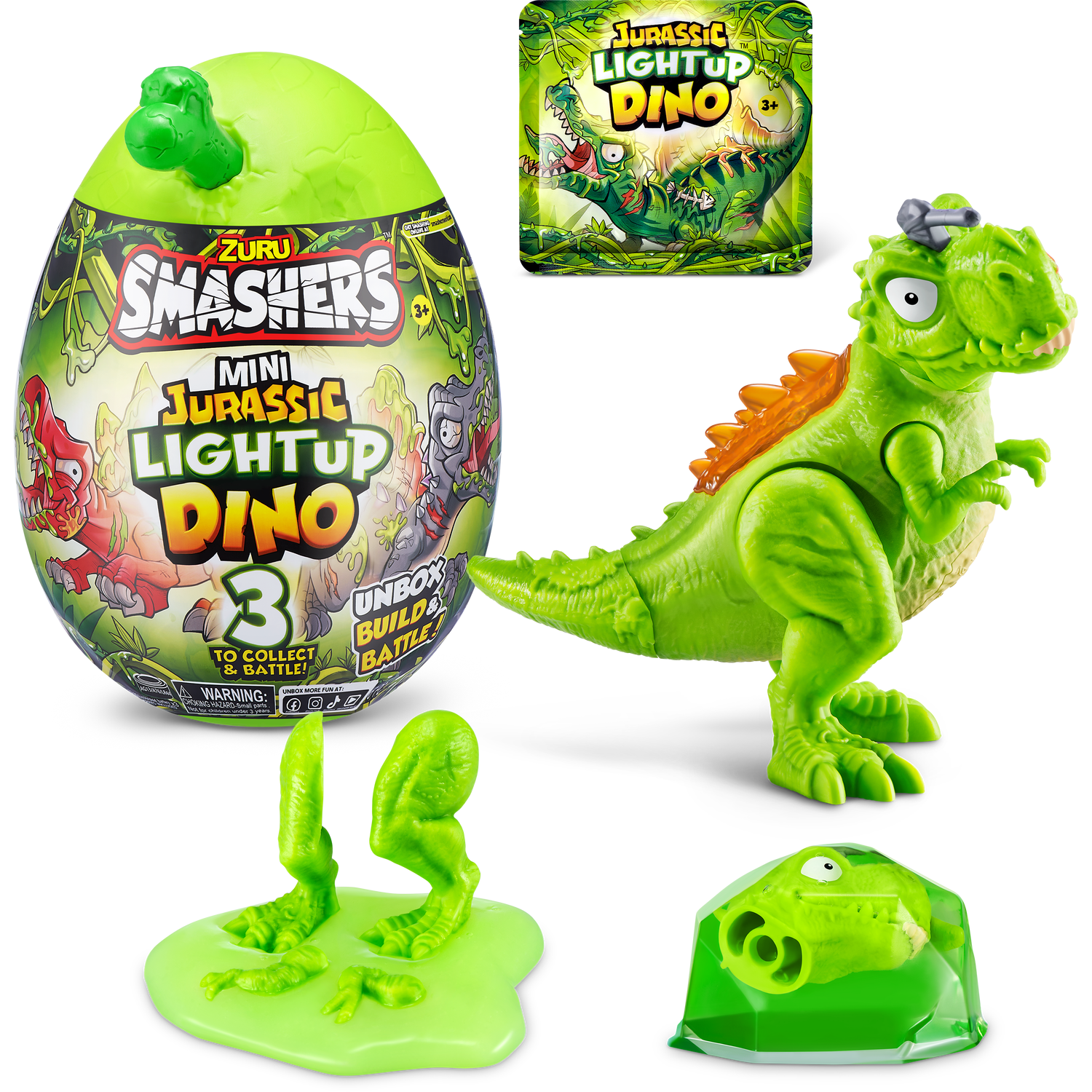 Smashers Mini Jurassic Light-Up Dino - Green Image 1