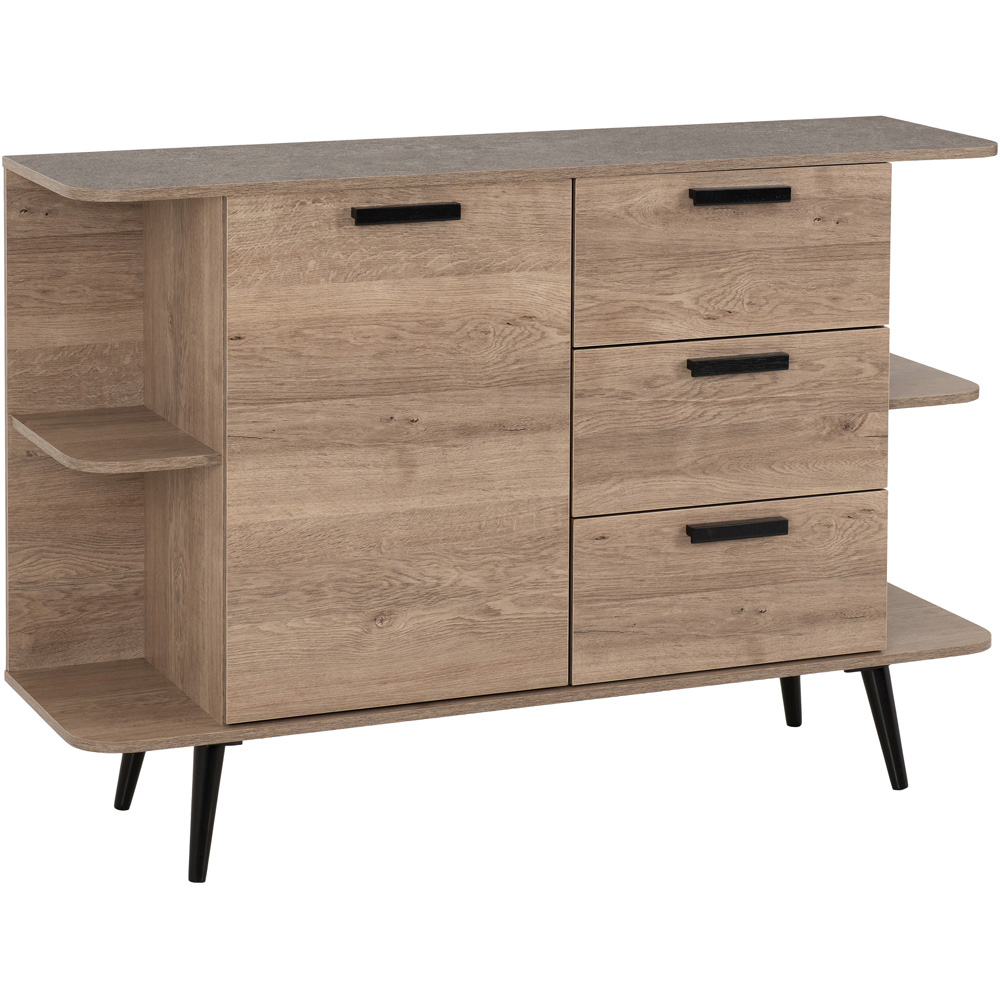 Seconique Saxton Single Door 3 Drawer Grey Mid Oak Effect Sideboard Image 2