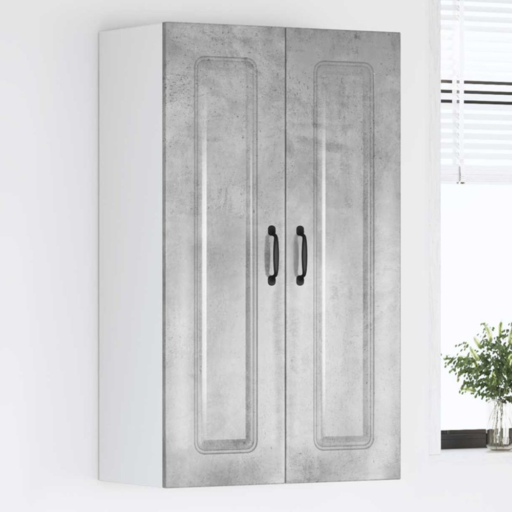 vidaXL 2 Door Concrete Grey Kitchen Wall Cabinet Image 1